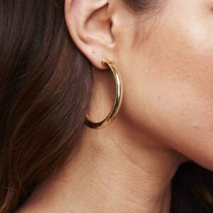 Large 14k Gold Plated Chunky Hoop Earrings 925 Posts